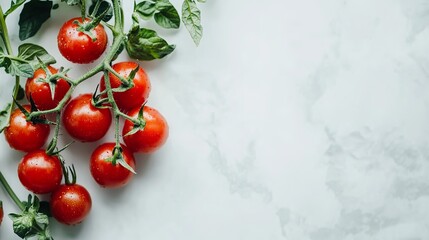 Fresh cherry tomatoes on the vine organic food healthy eating vegetarian diet produce farm to table ingredients 