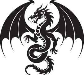 Elegant dragon silhouette vector illustration isolated On Transparent Background