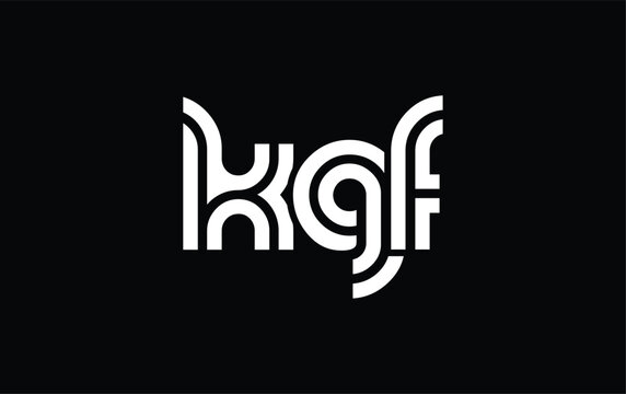 KGF Creative Unique Modern Letter Logo Design. Stylized logo featuring a unique letter design, presenting abstract minimalist aesthetics and modern appeal.