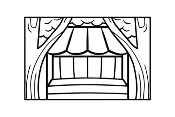 Elegant Stage Outline With Curtains And Platforms Ideal For Theatrical Designs And Performance Illustrations