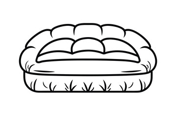 Line Art Illustration Of A Bed Outline On White Background Perfect For Childrens Coloring Books And Educational Materials