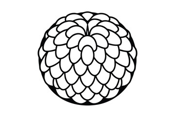 Geometric Round Pattern Design Ornament With Overlapping Shapes And Black Outline Perfect For Coloring Books Or Decorative Elements