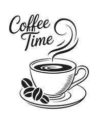 Stylish black and white coffee time graphic design