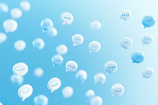 Light blue chat bubbles background with a soft focus effect