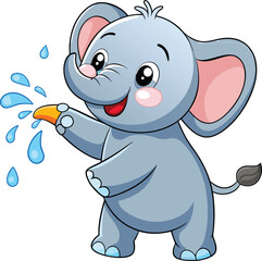 Baby elephant spraying water Animated Stickers