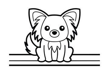 Charming Chihuahua Illustration Line Art Style Dog Cartoon Character Sitting Isolated On White Background Ideal For Coloring Pages And Childrens Design Projects