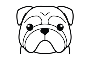 Minimalist Bulldog Head Illustration In Black And White Suitable For Logo Design Or Mascot Creation