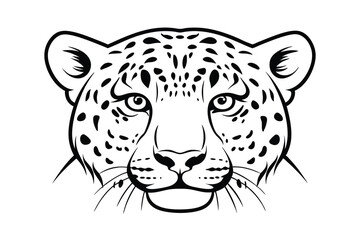 Leopard Head Detailed Black And White Vector Illustration Wildlife Feline Predator Design Spot Pattern Wild Animal Mammal Carnivore