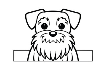 Cute Schnauzer Dog Puppy Black And White Line Art Illustration Simple Cartoon Design Pet Animal Mascot Character Design For Kids