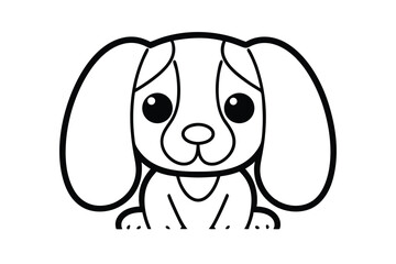 Cute Cartoon Beagle Puppy Dog Outline Vector Illustration For Childrens Design And Creative Projects On White Background