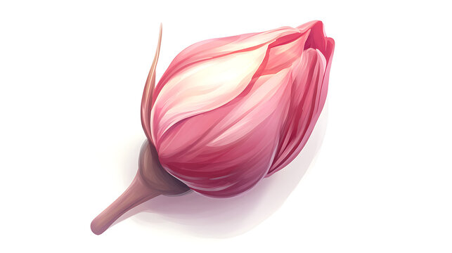 Delicate Pink Rosebud, Isolated on White