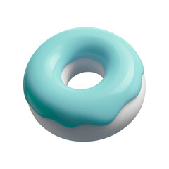 Strawberry donut .3d rendering donut  isolated on Transparent background . plastic style icon.