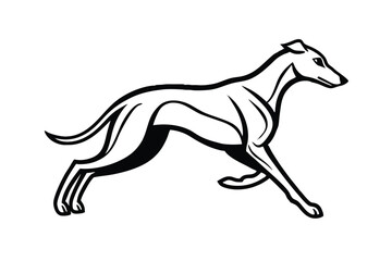 Black And White Greyhound Dog Running Silhouette Vector Illustration For Logo Graphic Design Template And Icon Animal Concept