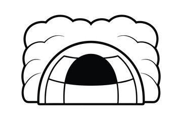 Minimalist Igloo Illustration In Black And White Depicting Winter Season Dwellings In Arctic Regions For Creative Projects