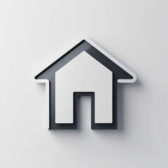 A white house icon with a black outline on a light gray background.
