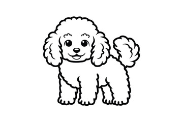 Charming Poodle Illustration Black And White Line Art Suitable For Coloring Books Or Kids Designs Cute Cartoon Dog