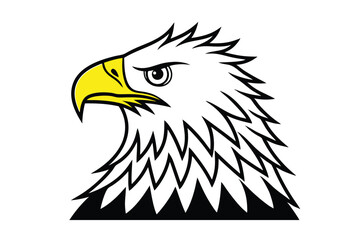 Fototapeta premium Majestic Bald Eagle Head Vector Illustration With Sharp Graphic Style And Bold Outlines On White Background