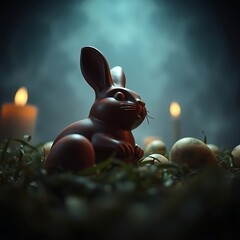 Easter chocolate bunny and eggs. Author Artist Nadia Russ