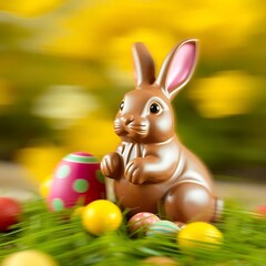 Easter chocolate bunny and eggs. Author Artist Nadia Russ