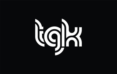 TGK Creative Unique Modern Letter Logo Design. Stylized logo featuring a unique letter design, presenting abstract minimalist aesthetics and modern appeal.