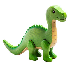 Fototapeta premium Toy dinosaur green wooden cute isolated on transparent background