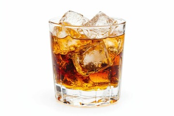 Refreshing Cola Drink with Ice Cubes in a Clear Glass