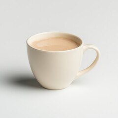 Creamy beige mug filled with a light-brown beverage