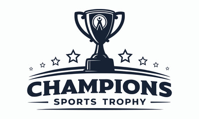 Champions Sports Trophy Silhouette Vector Logo