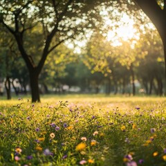 Sunny park meadow