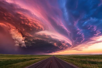 Dramatic sunset over a storm-swept landscape