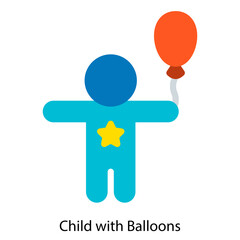 Child with Balloons icon single vector illustration