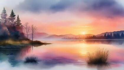 Obraz premium sunrise over the lake