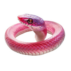 Fototapeta premium A close-up of a pink snake resting comfortably on a person's finger on transparent png background. Ai generated
