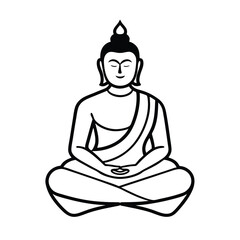 buddha silhouette line art on white background (1).eps