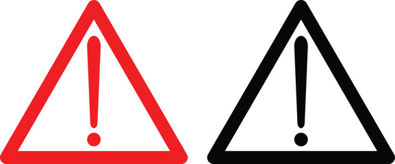 Caution alarm set, danger sign collection, attention vector icon, red and black fatal error message element, exclamation mark of warning attention icon, EPS10. Vector