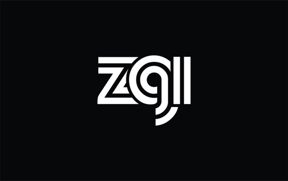 ZGI Creative Unique Modern Letter Logo Design. Stylized logo featuring a unique letter design, presenting abstract minimalist aesthetics and modern appeal.