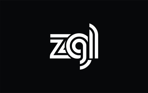 ZGL Creative Unique Modern Letter Logo Design. Stylized logo featuring a unique letter design, presenting abstract minimalist aesthetics and modern appeal.