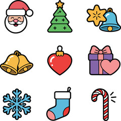 Fototapeta premium Set of Christmas icons vector illustration isolated On Transparent Background