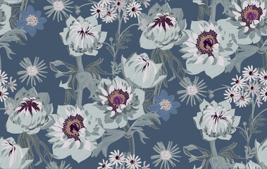 Colorful Flower seamless pattern for fabric, wrapping paper and prints	
