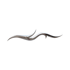Sleek metallic sculpture with fluid, organic curves emphasizing modern design.