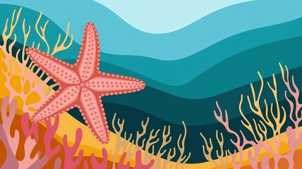A charming starfish with ocean background