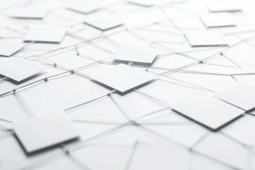 Connecting Square Cards with Fine Lines Representing Networking and Communication