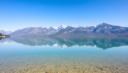 Fototapeta premium large body of water with mountains in the background