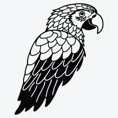Fototapeta premium Amazon Parrot, Silhouette White background illustration, Generative Ai