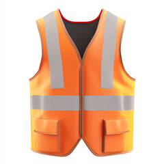 Bright orange safety vest with reflective stripes and pockets ideal for construction workers or anyone needing high visibility protection.  Perfect for safety and workwear.