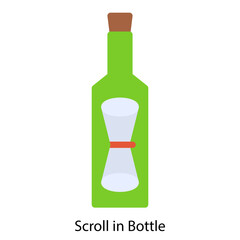 Scroll in Bottle icon single vector illustration