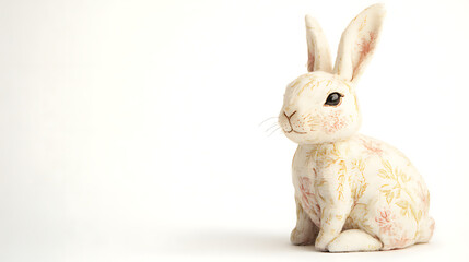 Obraz premium Easter Bunny Cute with Eggs Basket on white Background 