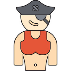 Female Pirate icon single vector illustration