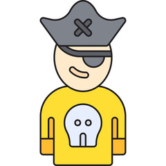 Pirate in Hat icon single vector illustration