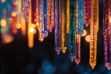 Colorful, translucent, hanging prisms